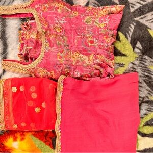 Vibrant Pink Embroidered Traditional Outfit